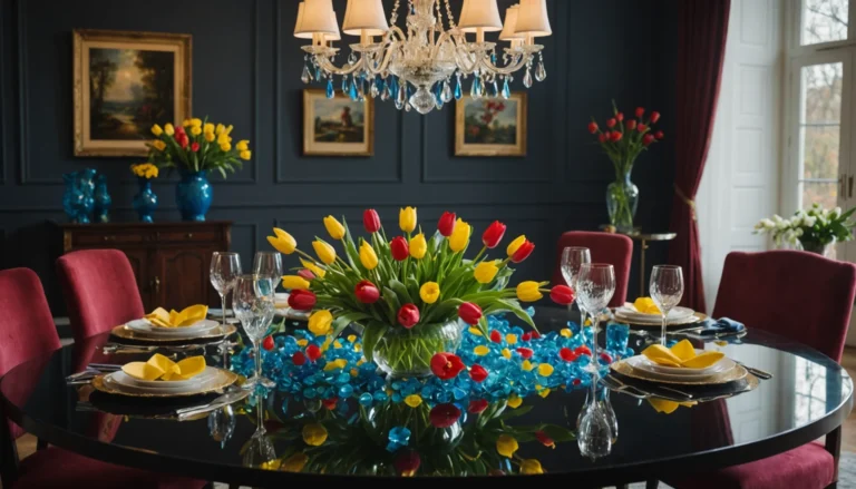 décoration de table avec fleurs en verre