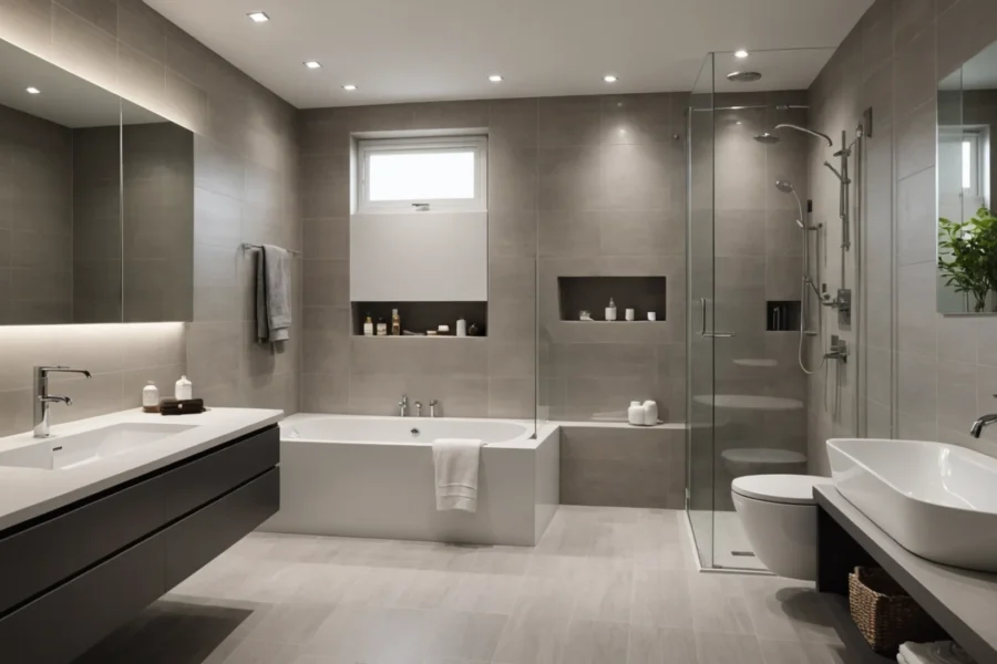 petite salle de bain avec baignoire et douche
